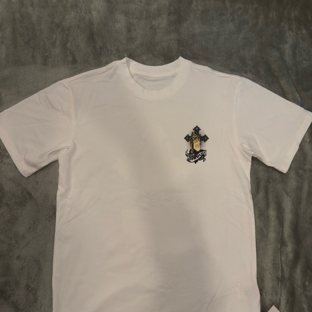 Chrome Hearts White Tee with Black and Gold Graphic
